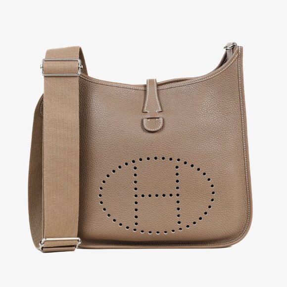 Hermes Evelyne III 29 Etoupe Taurillon Clemence Taupe Leather Shoulder Bag - Picture 1 of 13